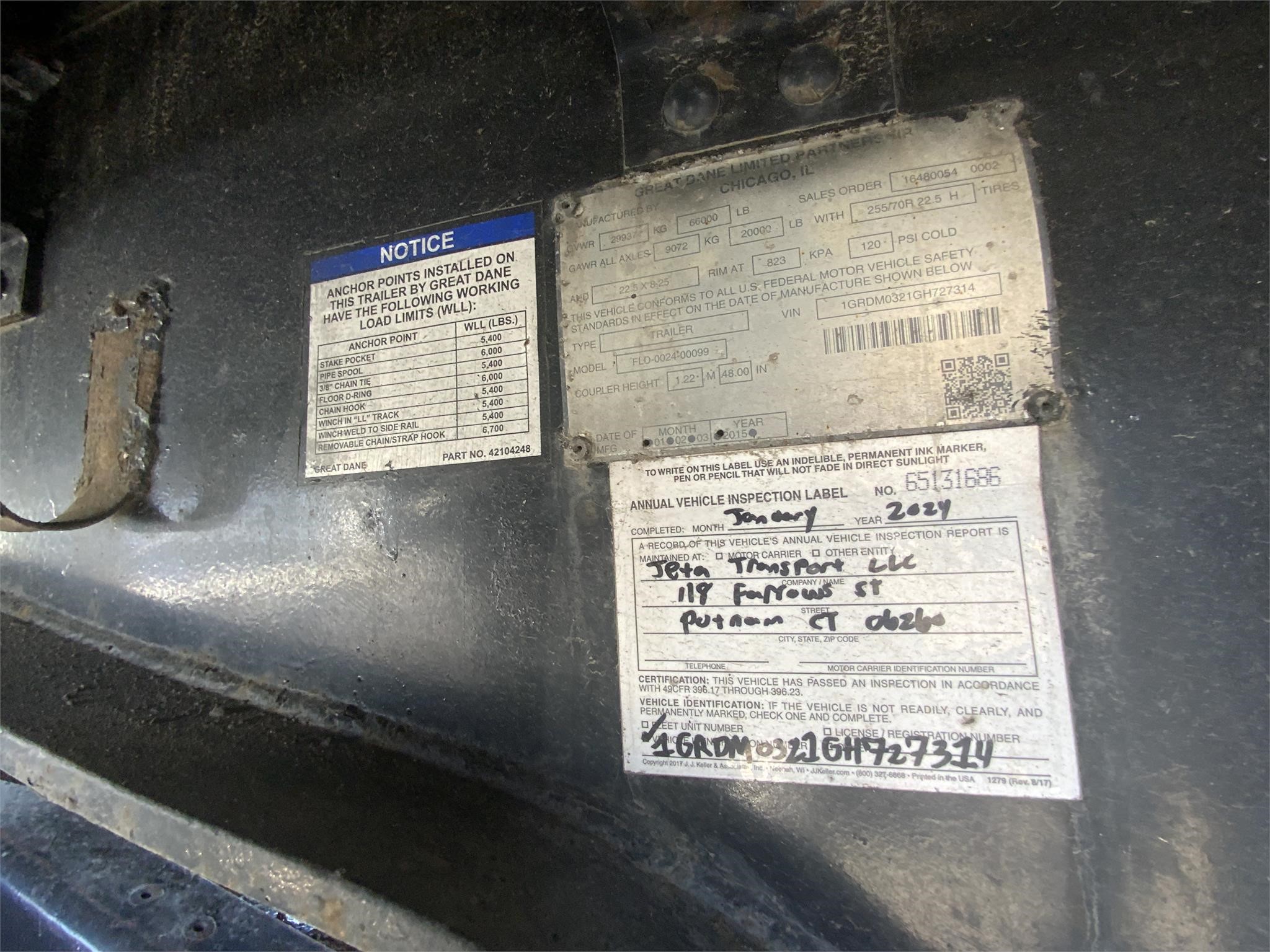 2016 GREAT DANE 9006595345 2016 GREAT DANE 9006595345